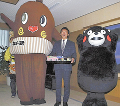「ねば～る君」熊本県を訪れ納豆で被災者を元気に